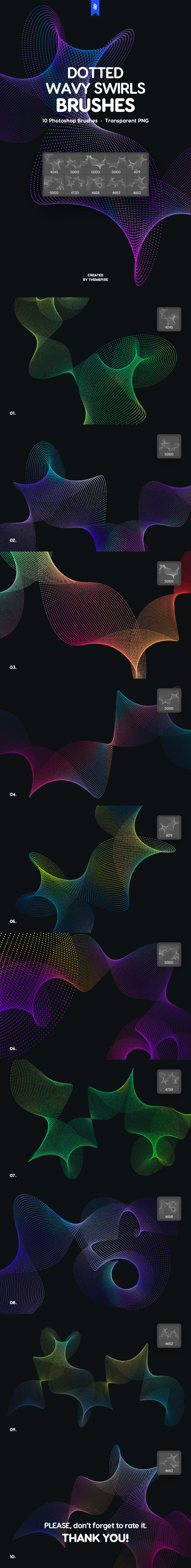 Dotted Wavy Swirls Photoshop Brushes - Techno / Futuristic Brushes