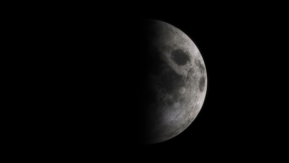 Moon Phases With Solid Black Shadow In Horizontal Axis, Motion Graphics