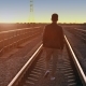 a Man Walking Away at Sunset - VideoHive Item for Sale