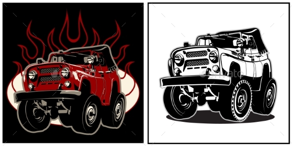 Cartoon 4X4 Car - Man-made Objects Objects