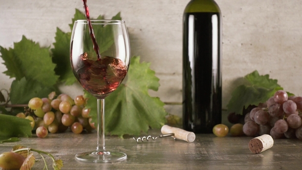 Wine Is Beautiful To Pour Into a Glass of Still Life