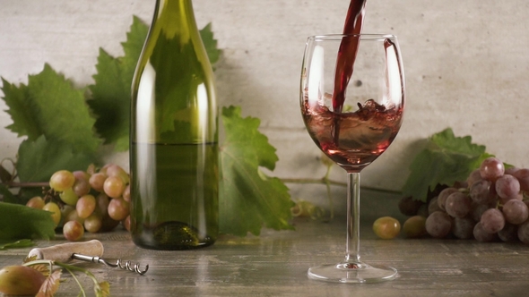 Wine Is Beautiful To Pour Into a Glass of Still Life