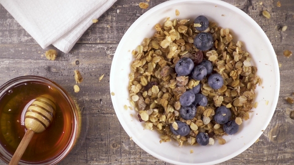 Ready Breakfast with Milk, Honey and Berries