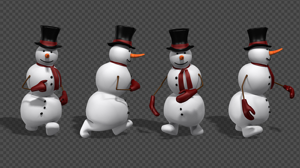 Snowman 3D Character - Walk And Run (4-Pack)