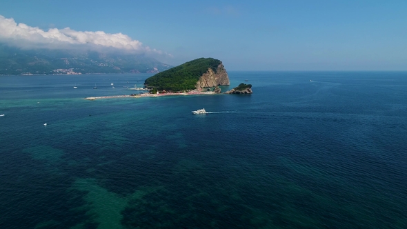Aerial View of a Beach Island in the Adriatic Sea