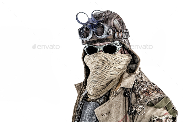Ecological apocalypse survivor with hidden face - Stock Photo - Images