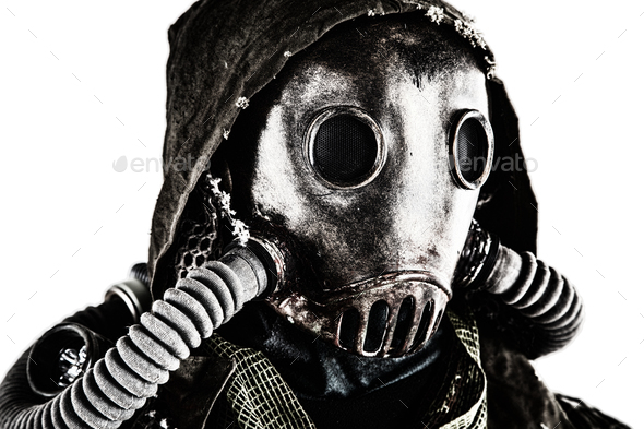 Portrait of post apocalyptic survivor in gas mask Stock ...