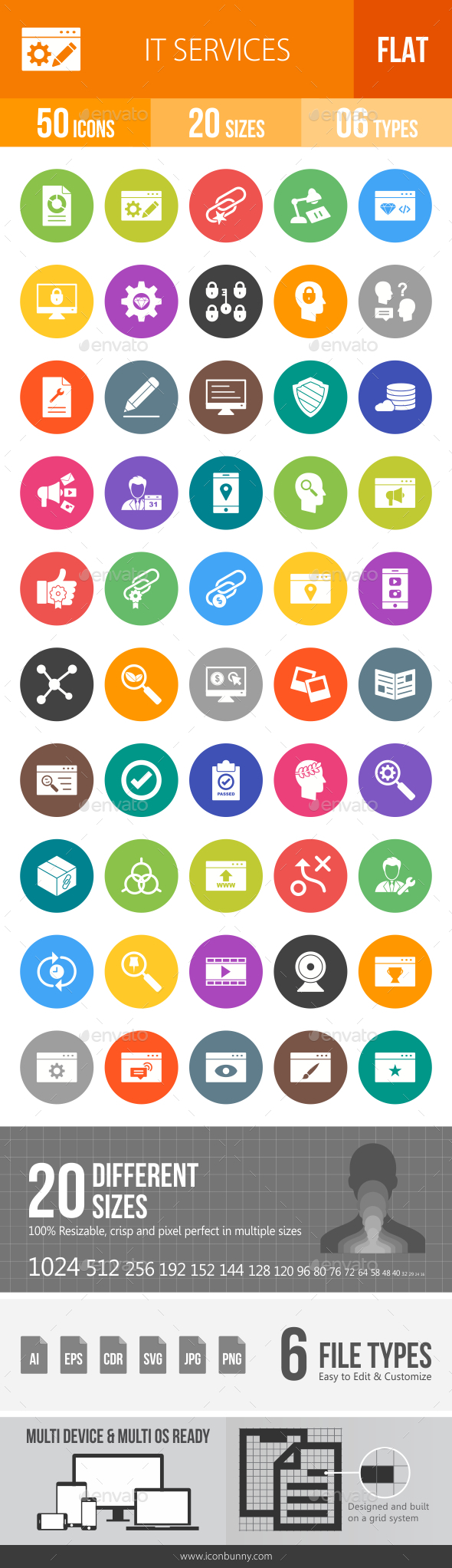 IT Services Flat Round Icons - Icons
