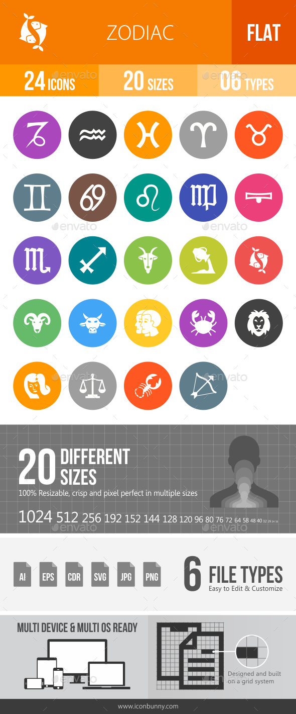 Zodiac Flat Round Icons - Icons