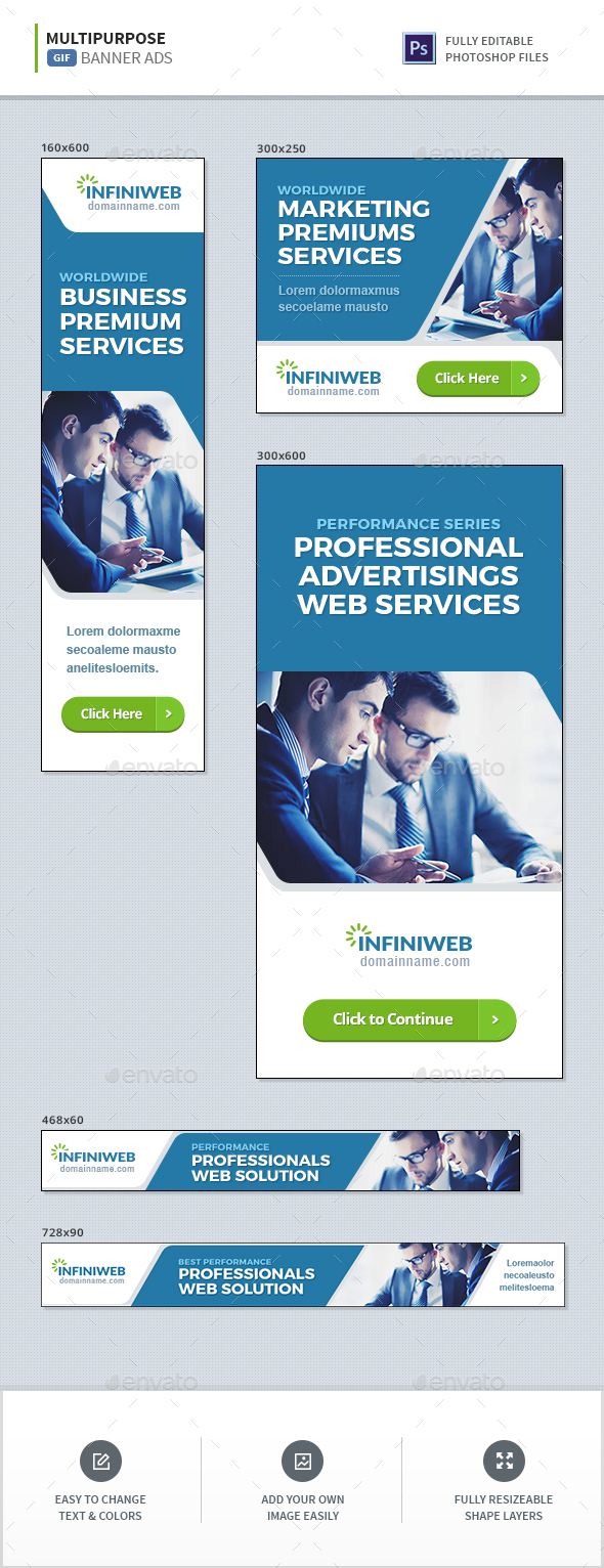 Multipurpose GIF Banners - Banners & Ads Web Elements