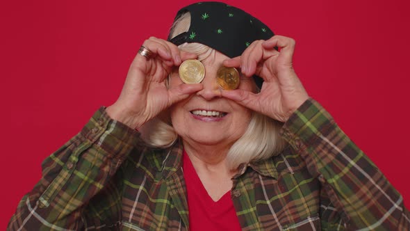 Woman Showing Bitcoins Btc Career Wealth Cryptocurrency Investment Mining Future Technology Payment alt