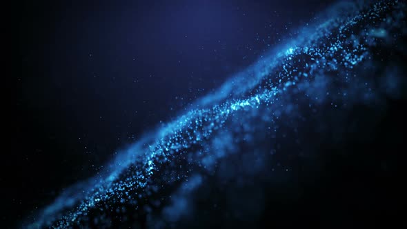 Abstract Background with Particles on Blue