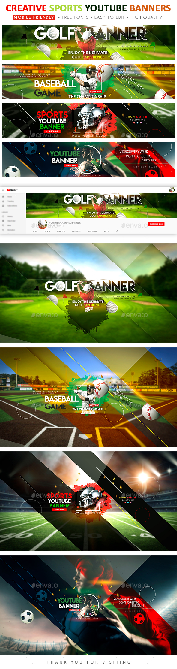 Multipurpose Sports YouTube Banners - YouTube Social Media