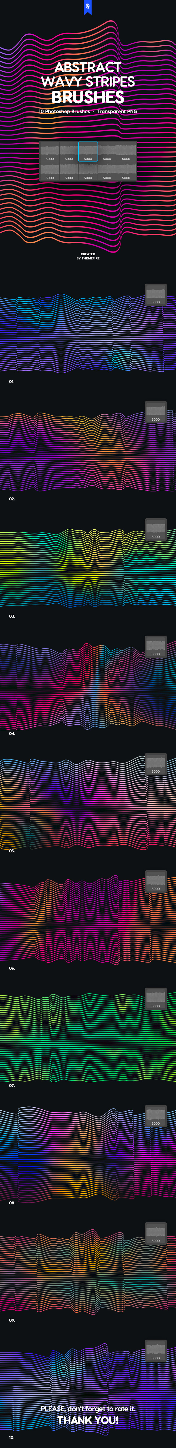 Wavy Stripes Photoshop Brushes - Abstract Brushes