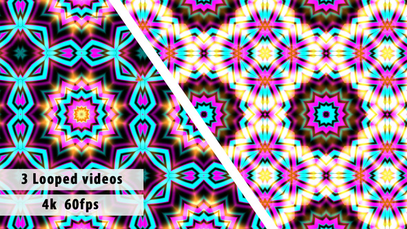 Kaleidoscope Pattern-Looped Set Of Backgrounds