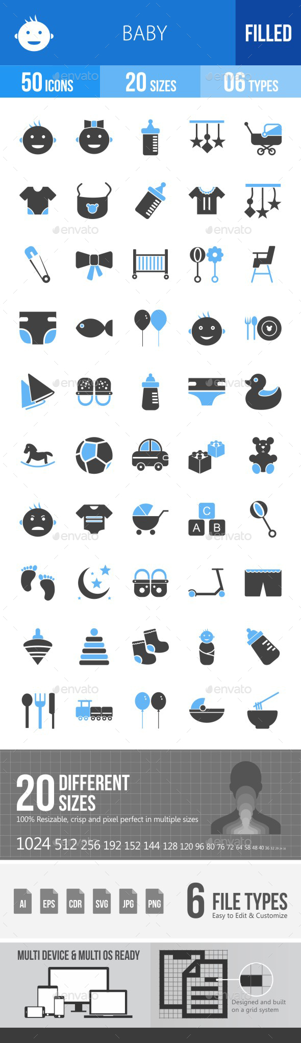 Baby Blue & Black Icons - Icons