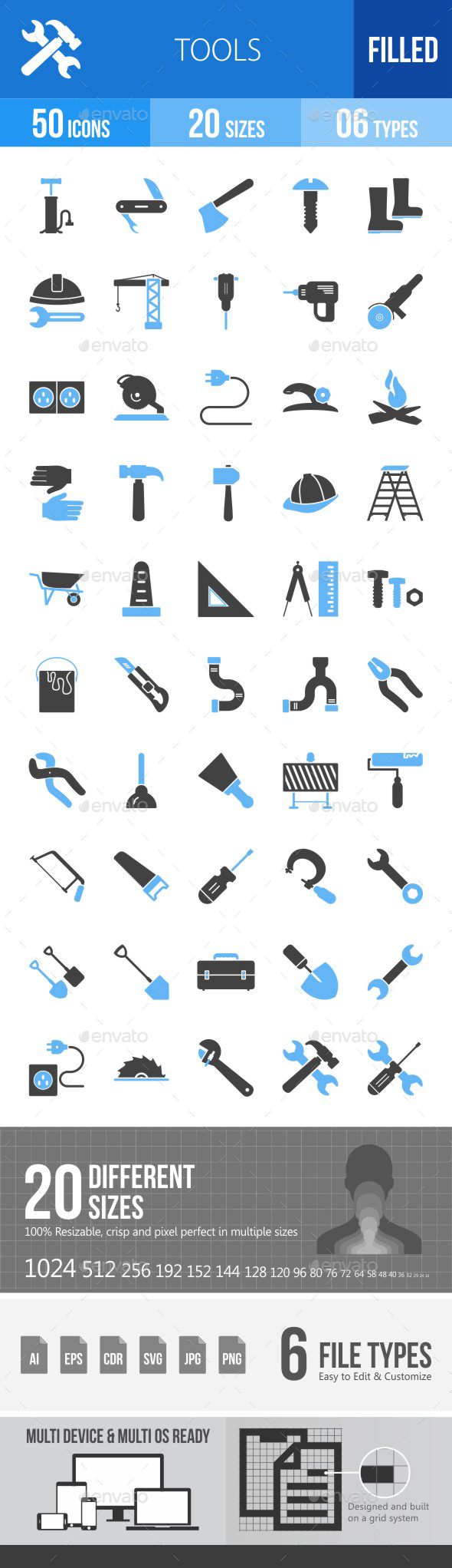 Tools Blue & Black Icons - Icons