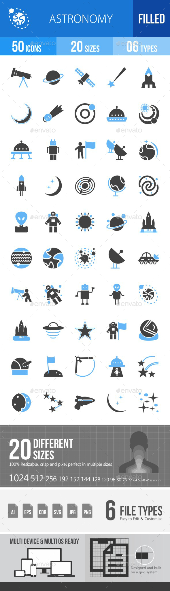 Astronomy Blue & Black Icons - Icons