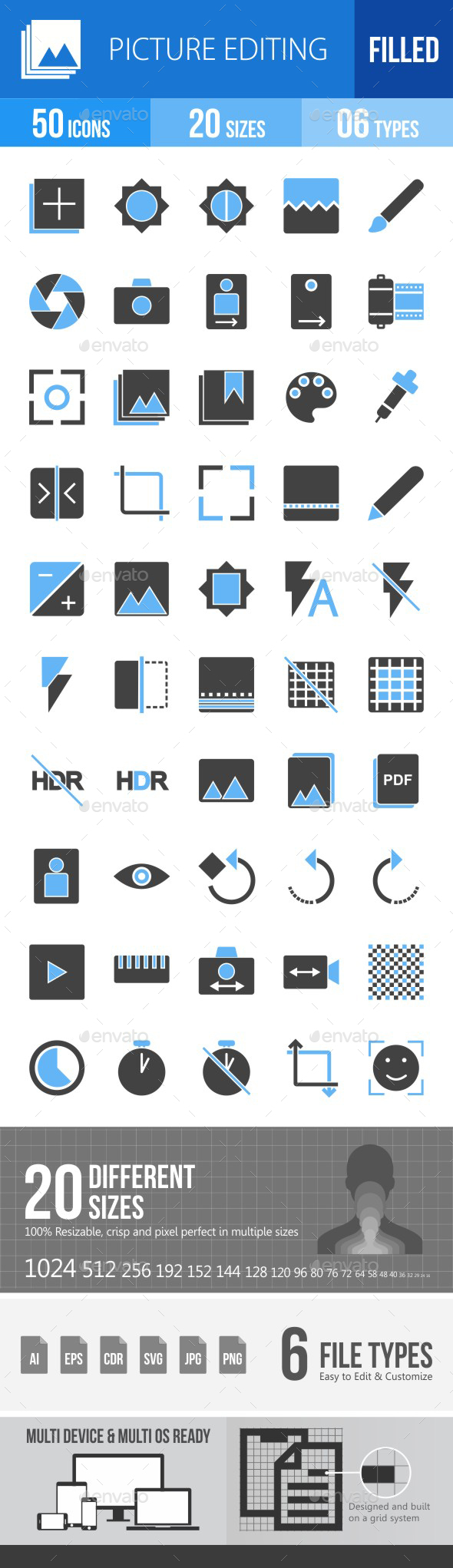 Picture Editing Blue & Black Icons - Icons