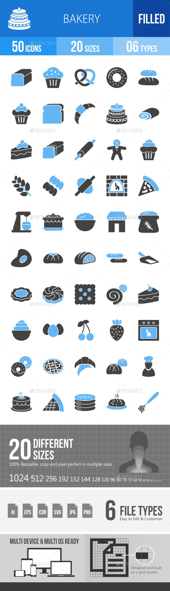 Bakery Blue & Black Icons - Icons