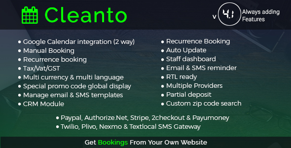 Cleanto - Online Bookings for Cleaning Businesses - CodeCanyon Item for Sale