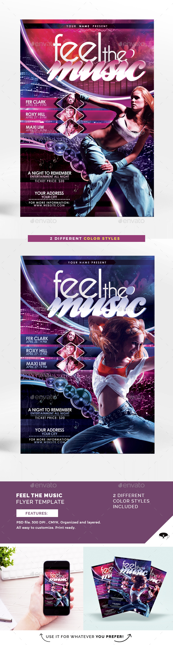 Feel The Music Flyer Template - Flyers Print Templates