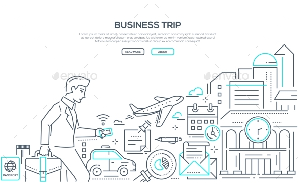 Business Trip - Modern Line Design Style - Travel Conceptual