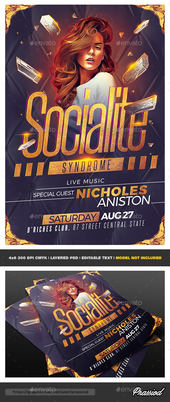 Socialite Syndrome Party Flyer Template - Clubs & Parties Events