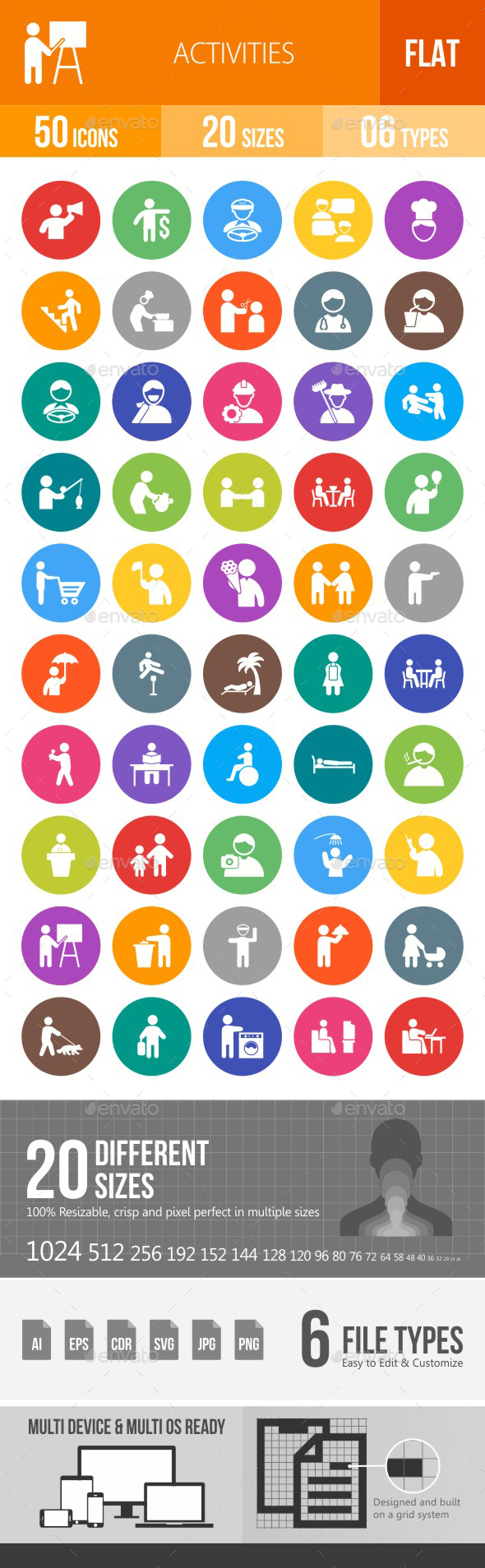 Activities Flat Round Icons - Icons