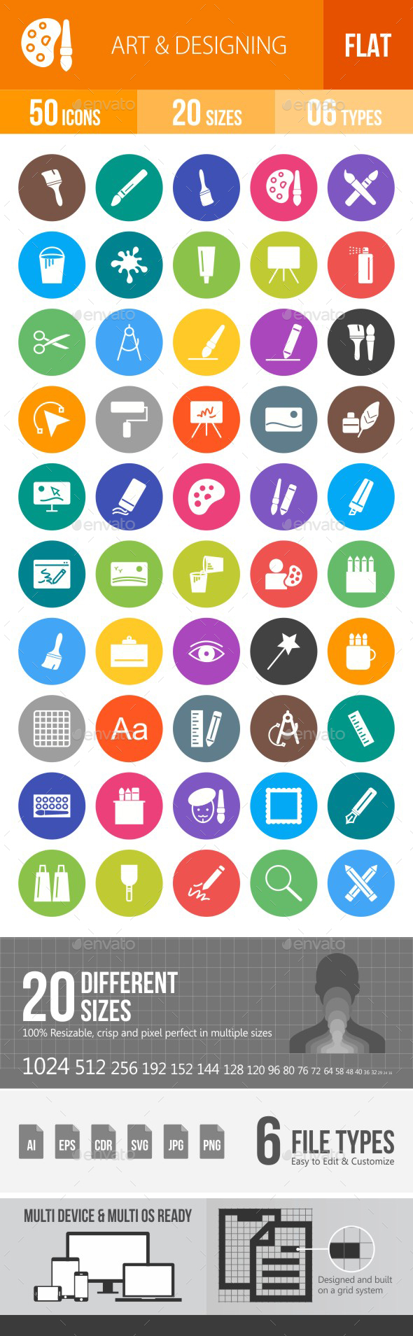 Art & Designing Flat Round Icons - Icons