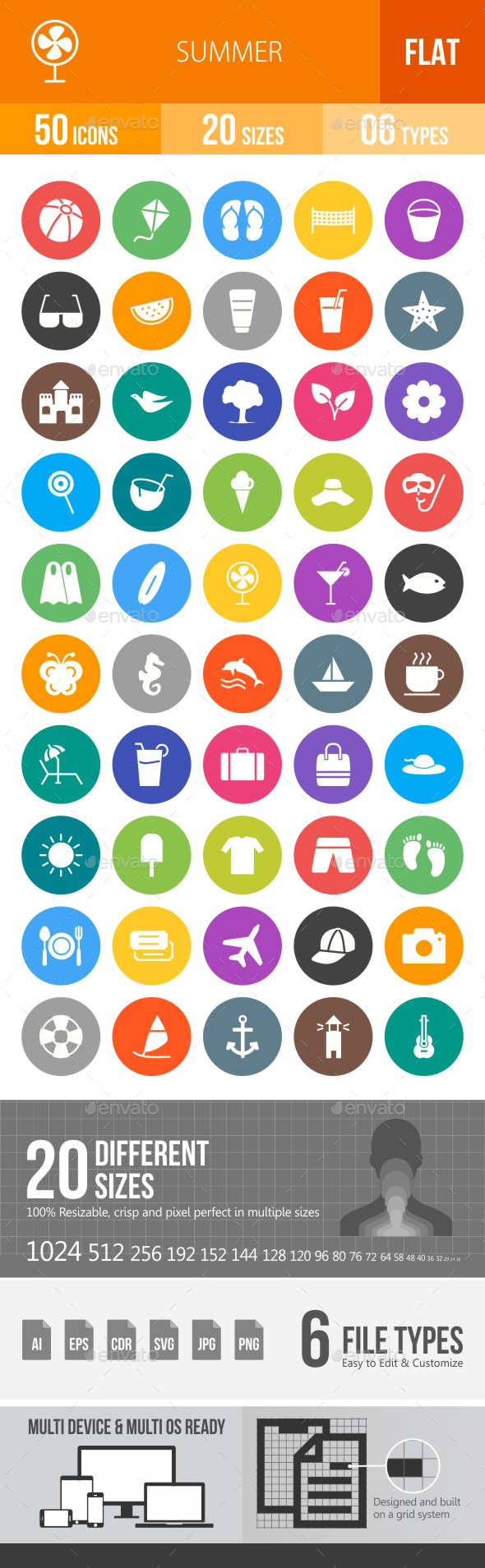 Summer Flat Round Icons - Icons