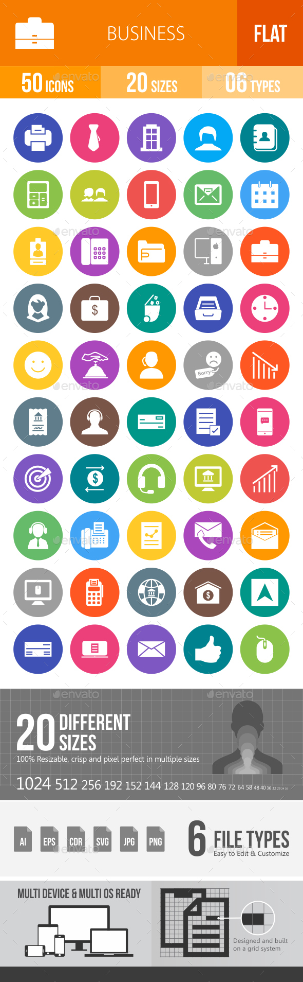 Business Flat Round Icons - Icons