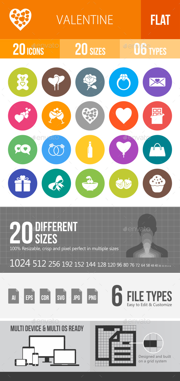 Valentine Flat Round Icons - Icons