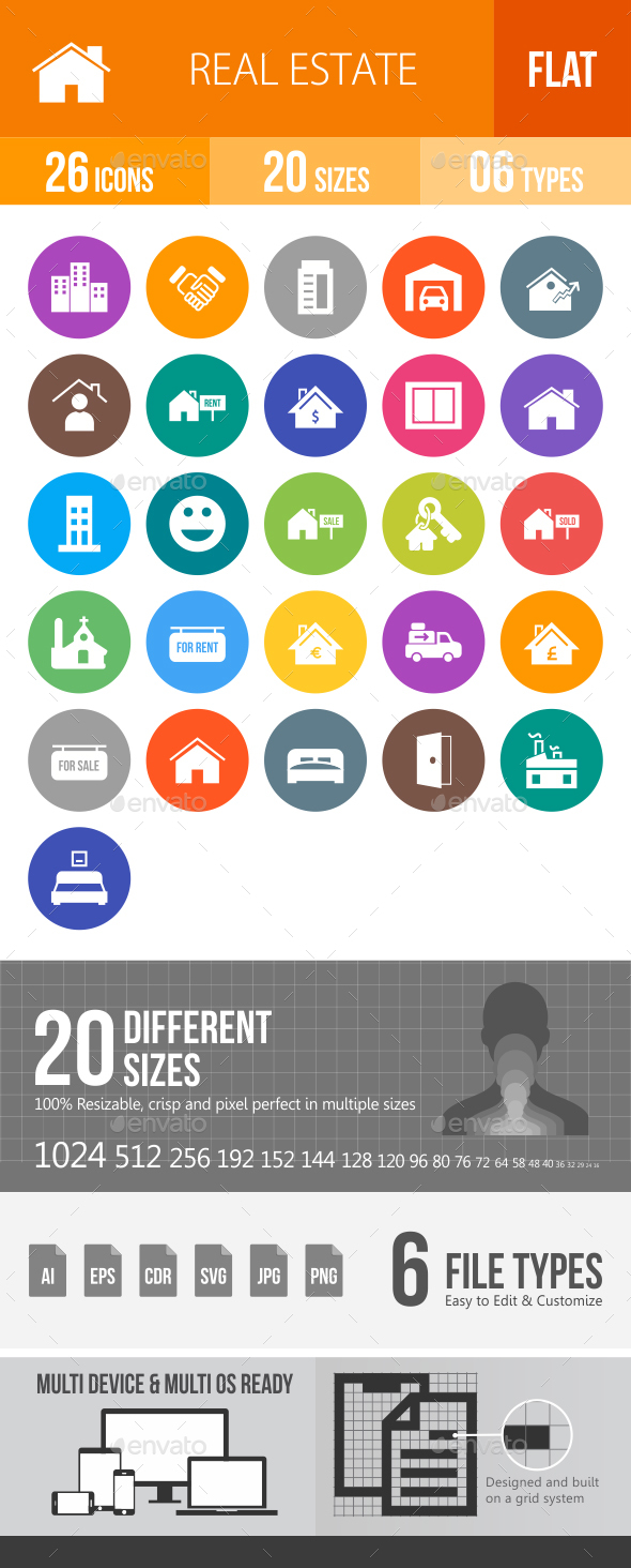 Real Estate Flat Round Icons - Icons