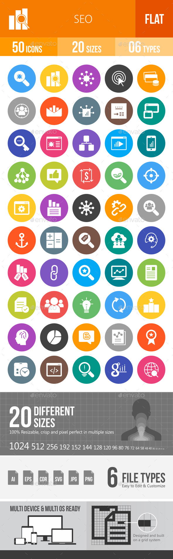 SEO Flat Round Icons - Icons