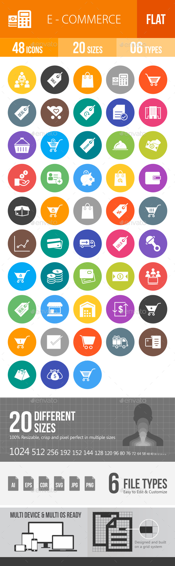 Ecommerce Flat Round Icons - Icons