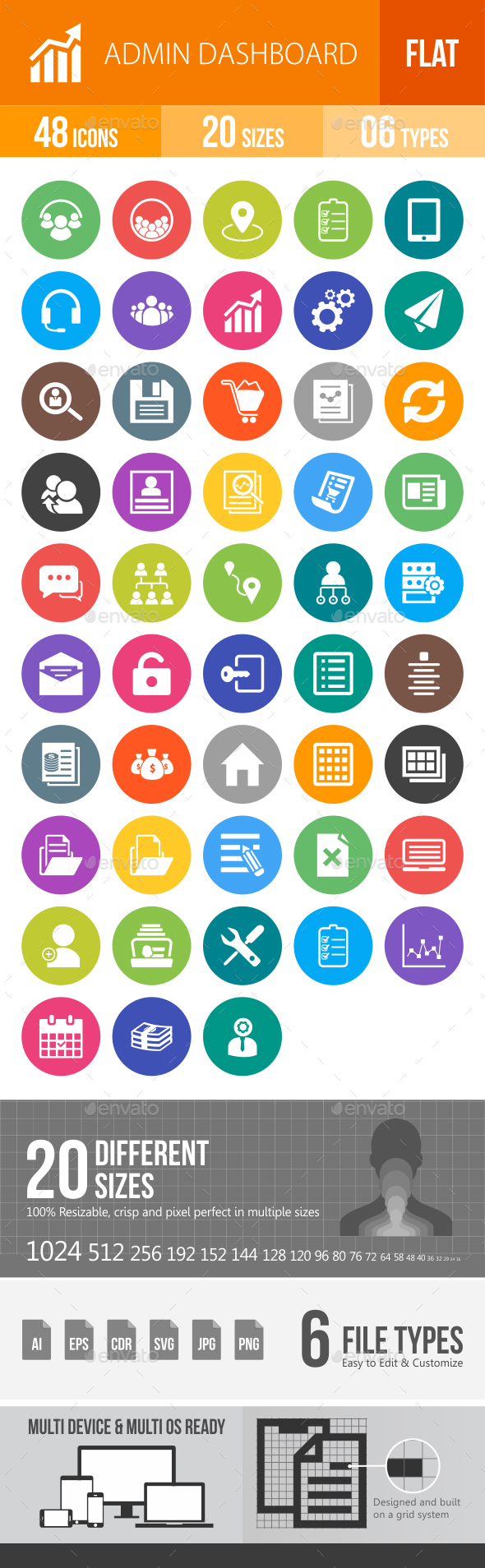Admin Dashboard Flat Round Icons - Icons