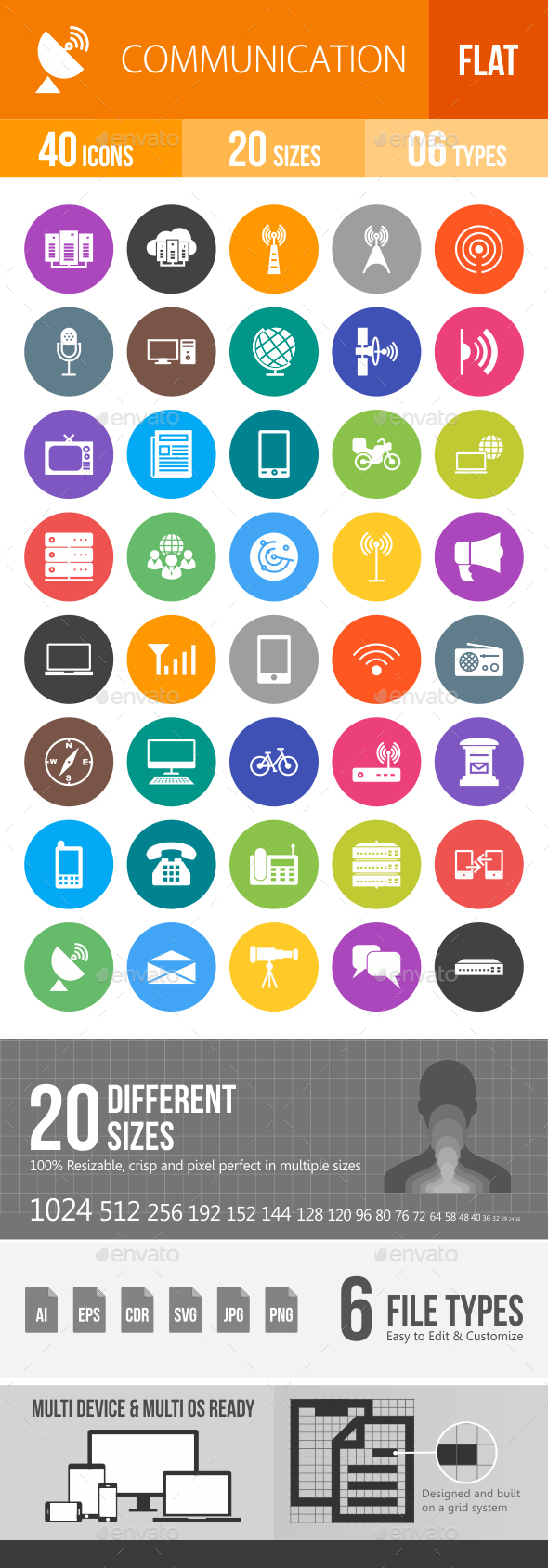 Communication Flat Round Icons - Icons