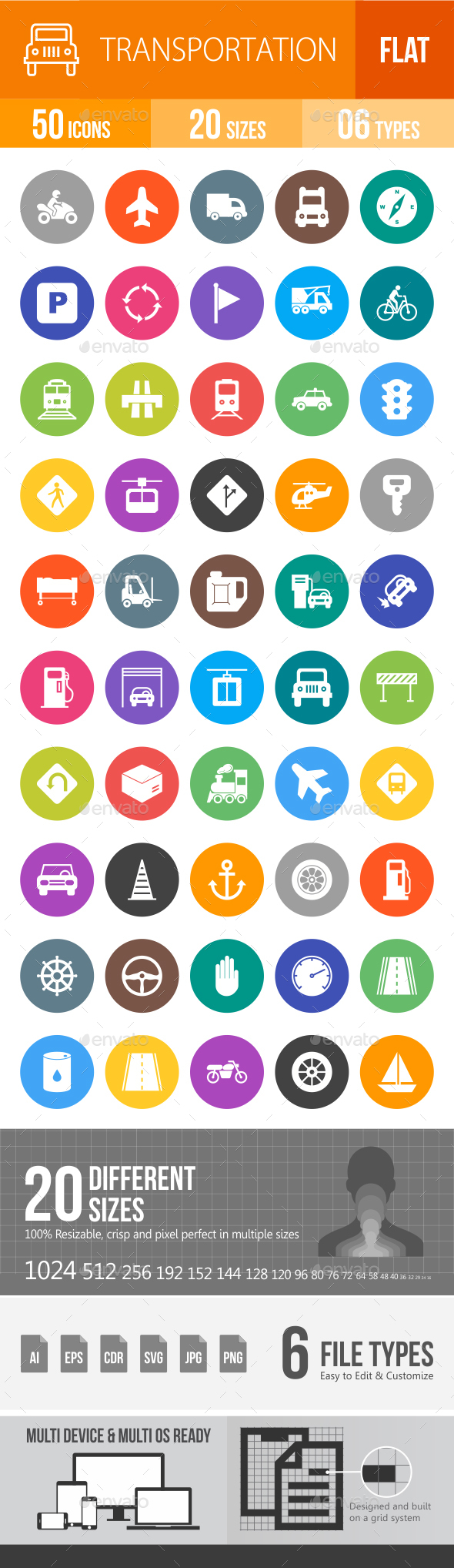 Transport Flat Round Icons - Icons
