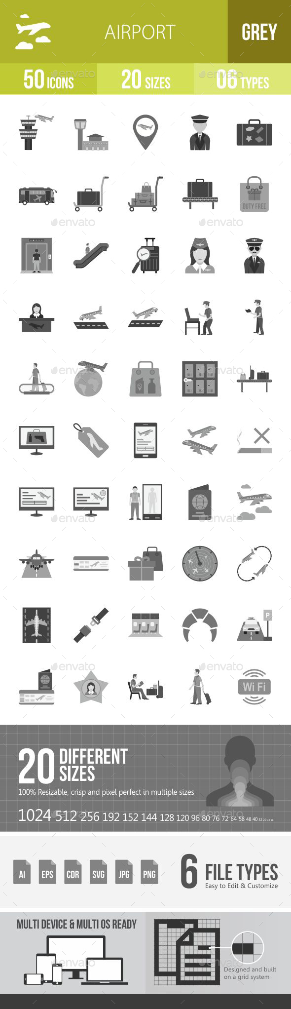 Airport Greyscale Icons - Icons