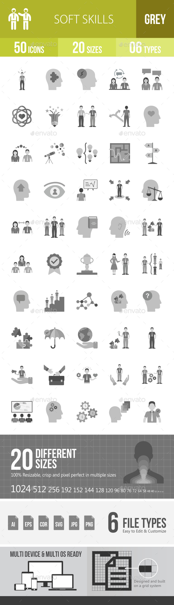 Soft Skills Greyscale Icons - Icons