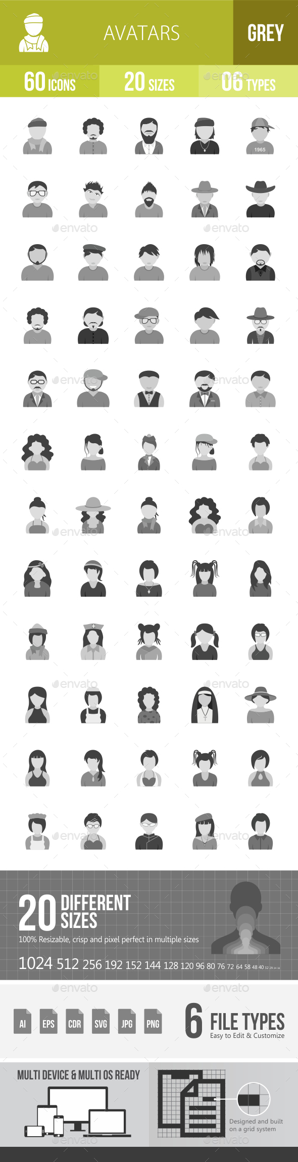 Avatars Greyscale Icons - Icons