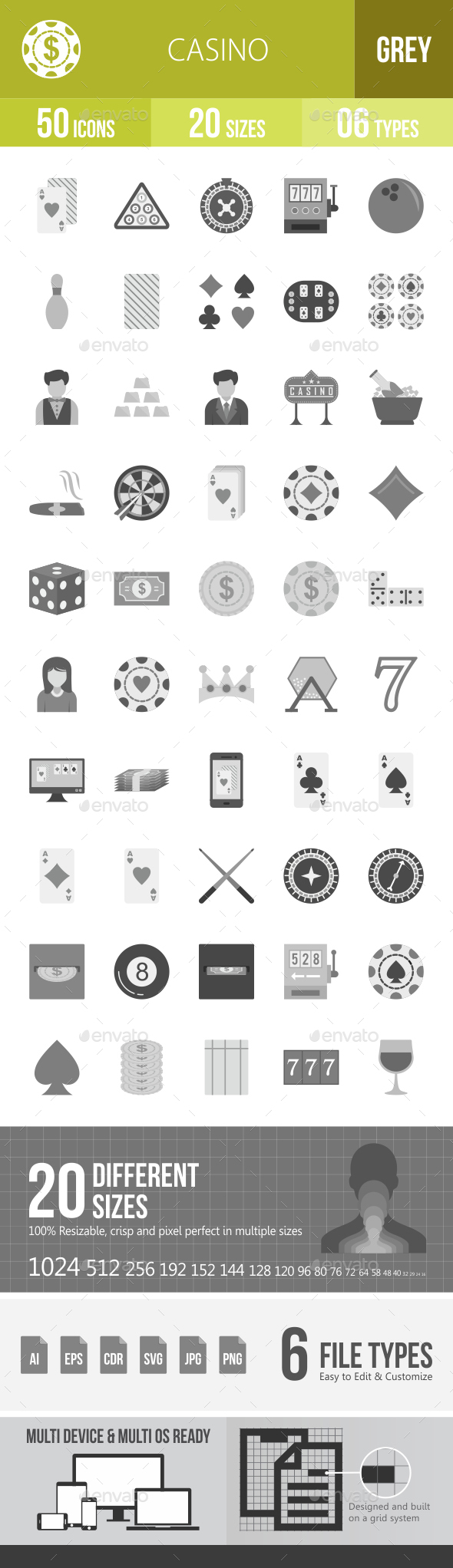 Casino Greyscale Icons - Icons