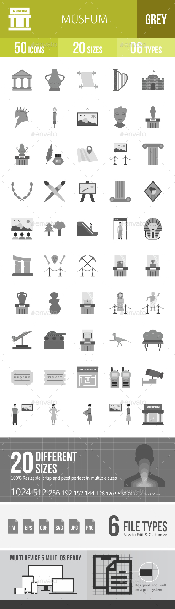 Museum Greyscale Icons - Icons