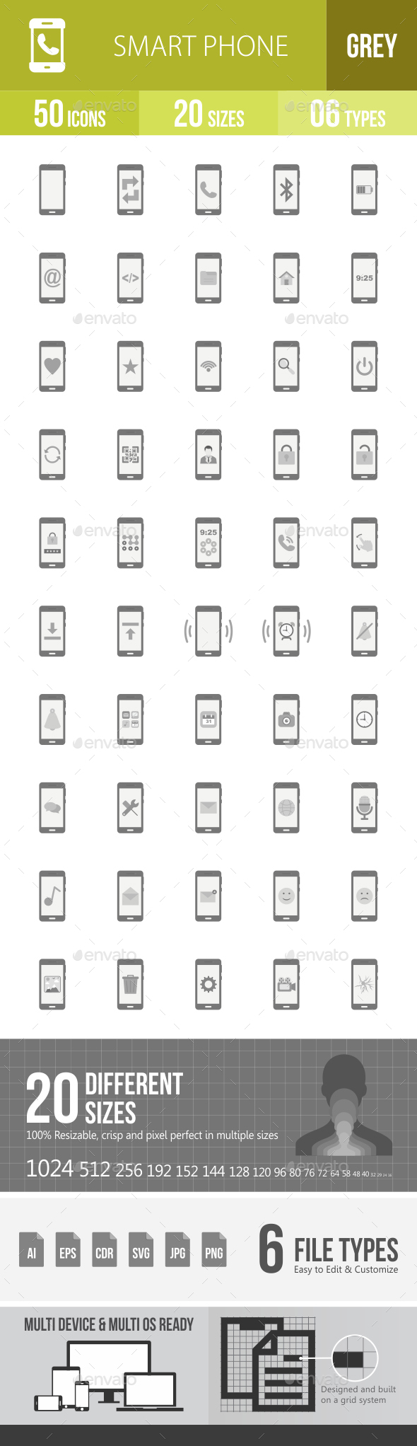 Smartphone Greyscale Icons - Icons