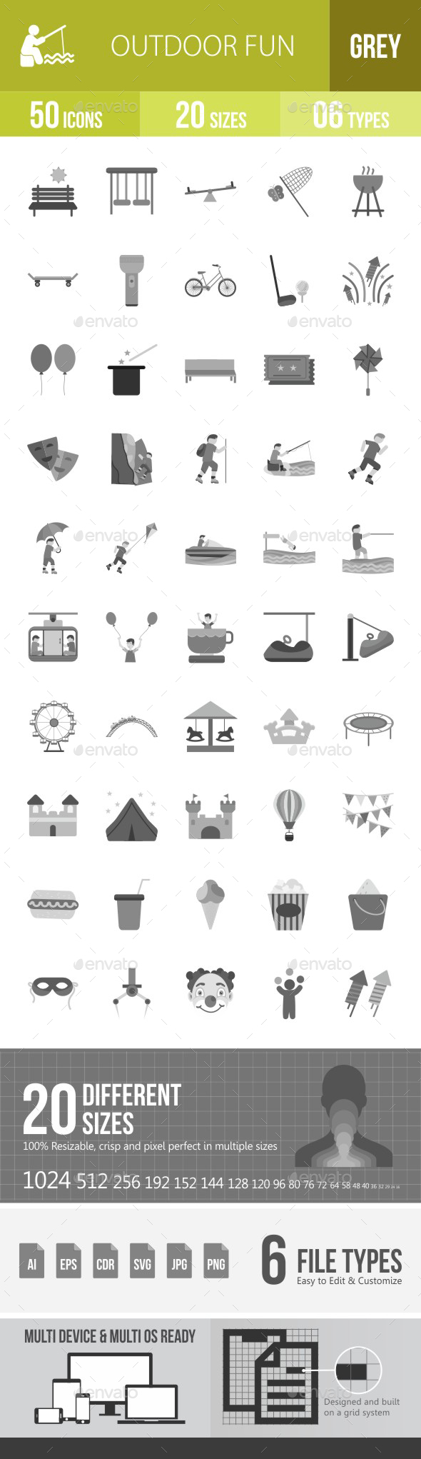 Outdoor Fun Flat Round Icons - Icons