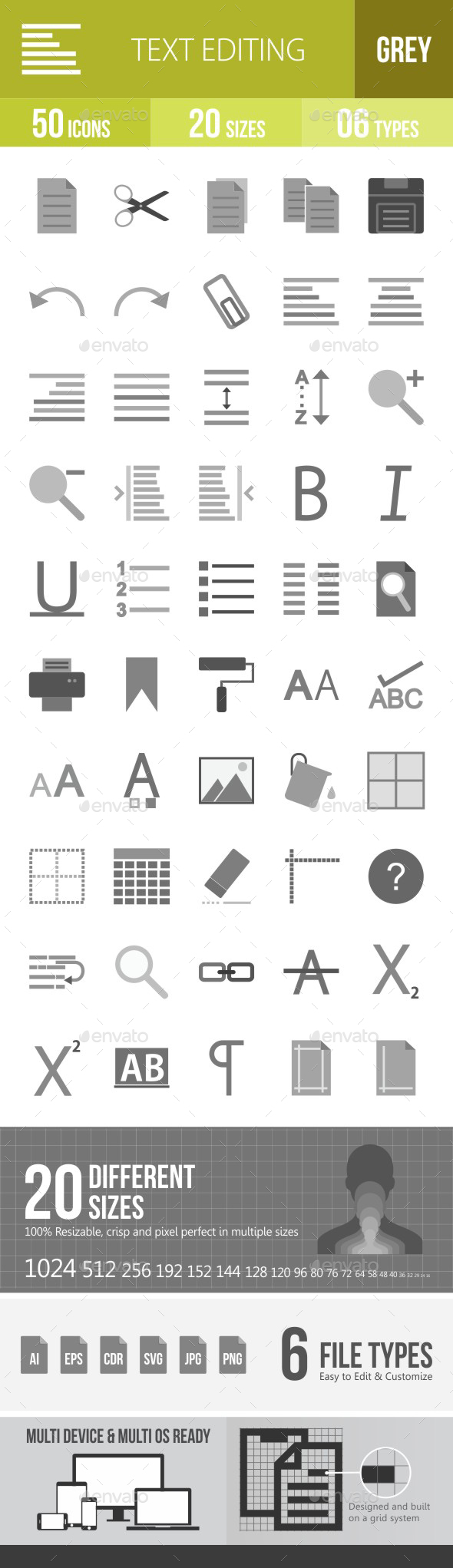 Text Editing Flat Round Icons - Icons