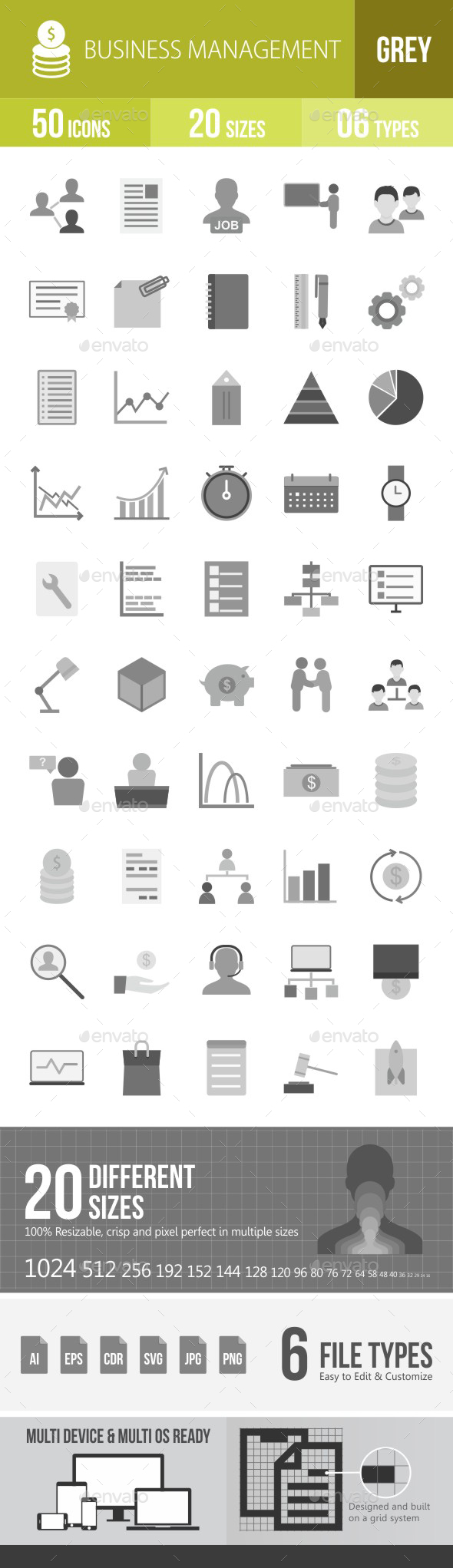 Business Management Flat Round Icons - Icons