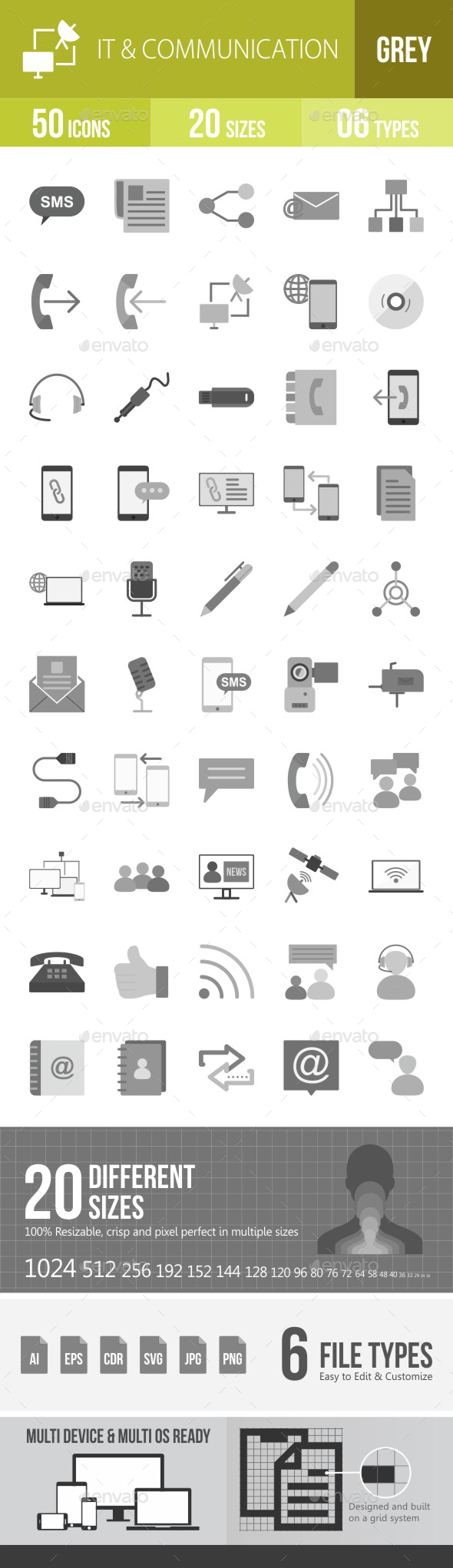 IT & Communication Flat Round Icons - Icons