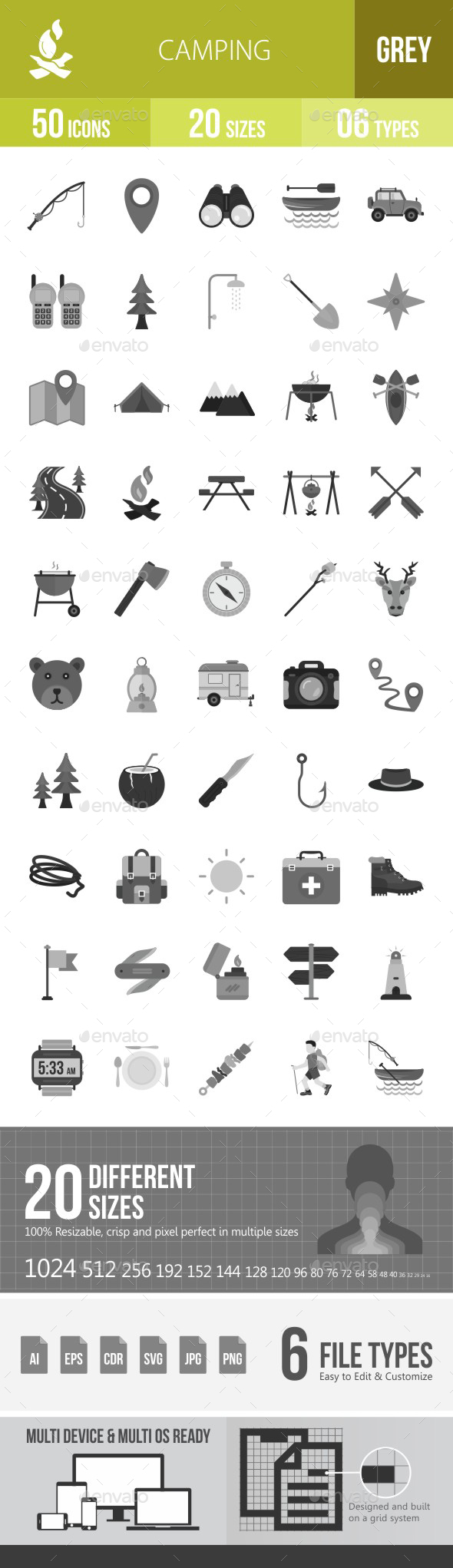 Camping Flat Round Icons - Icons